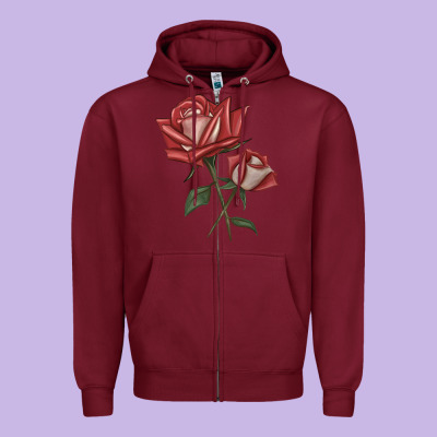Love Rose Grandiflora Rose Zipper Hoodie Designed By Lillyallendesigns