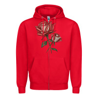 Red love rose grandiflora rose Zipper Hoodie - LillyAllenDesigns