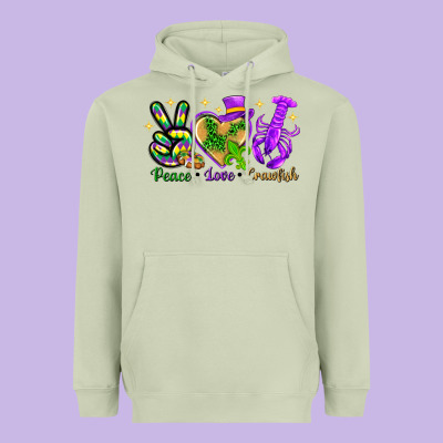 Peace Love Crawfish Heavyweight Hoodie Designed By Nancycooperartshop