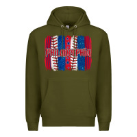 Army Green philadelphia baseball team spirit brushstrokes Premium Hoodie - Artiststas
