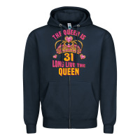 Navy the queen is 31 long live the queen kopya Zipper Hoodie - Jasminsmagicworld