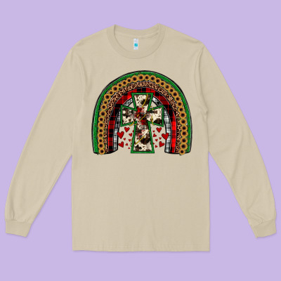 Cross Rainbow Long Sleeve Tee Designed By Jahusdesignshop
