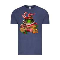 Vintage Denim christmas coffee afro gnome Vintage Tee - FaDigitalArtStudio