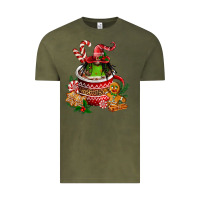 Vintage Olive christmas coffee afro gnome Vintage Tee - FaDigitalArtStudio