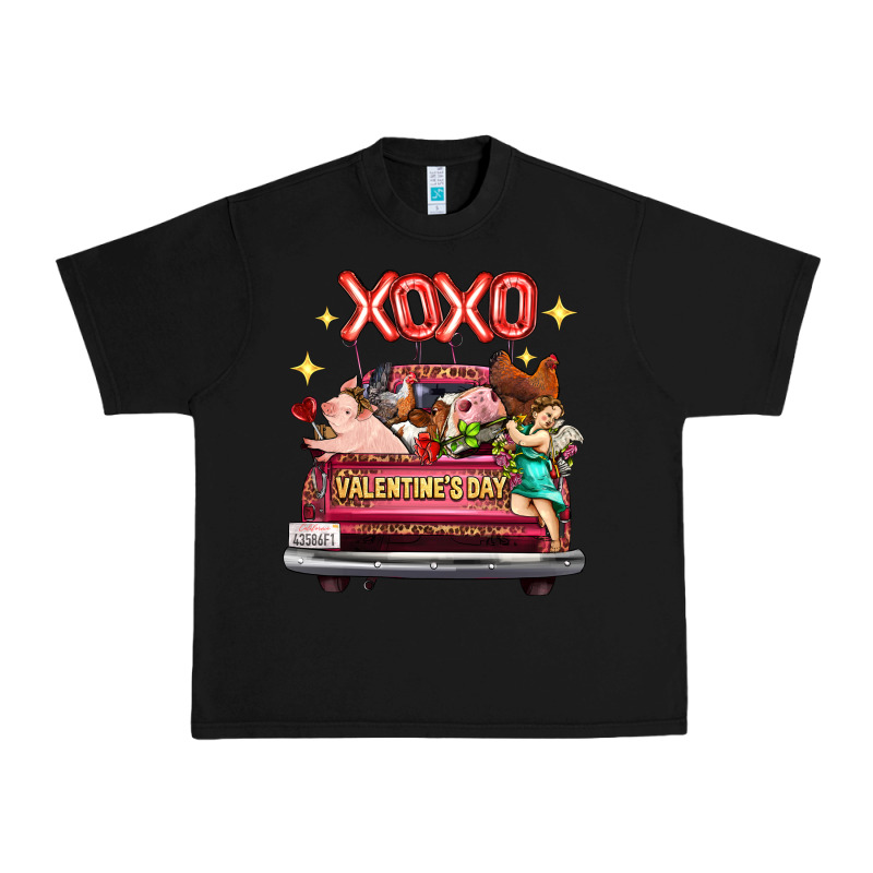 Valentine's Day Truck Farm Animals Cupid Xoxo Urban Heavy Tee by FaDigitalArtStudio | Teevron