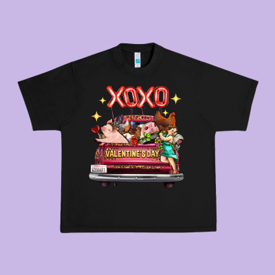 Valentine's Day Truck Farm Animals Cupid Xoxo Urban Heavy Tee Designed By Fadigitalartstudio