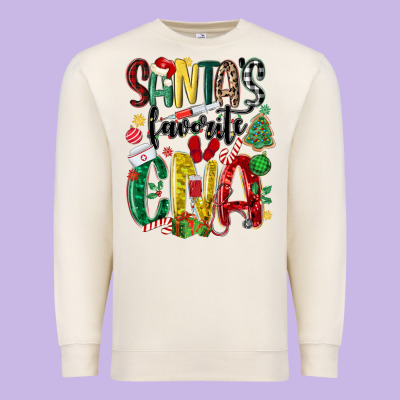 Santas Favorite Cna Nurse Premium Sweatshirt Designed By Maliassmallbusiness