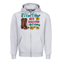 Heather Grey if i can't wear my boots i ain't going Zipper Hoodie - BarkalooDesign