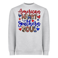 Heather Grey American heart southern soul Heavyweight Sweatshirt - Neo Western