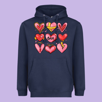 Sketch Hearts Heavyweight Hoodie Designed By Maliassmallbusiness