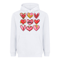 White sketch hearts Heavyweight Hoodie - MaliasSmallBusiness