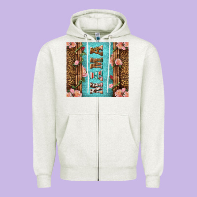 Western Mama Pink Roses Zipper Hoodie Designed By Lillyallendesigns
