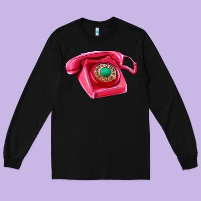Pink Telephone Long Sleeve Tee Designed By Adodesignshop