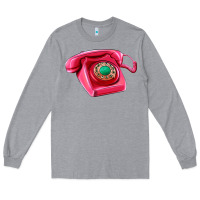 Heather Grey pink telephone Long Sleeve Tee - AdoDesignShop