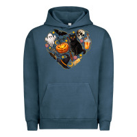 Pigment Midnight Navy Halloween Heart Urban Hoodie - texasbilliewilder