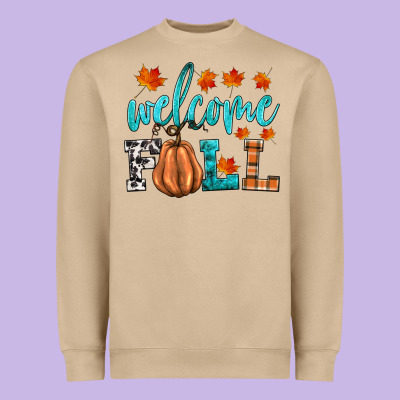 Welcome Fall Heavyweight Sweatshirt Designed By Hra Design Shop