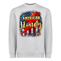 Heather Grey American honey 4th of july Heavyweight Sweatshirt - CowGirlArtShop