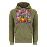 Vintage Olive Trick or Treat Halloween Rainbow Vintage Hoodie - texasbilliewilder