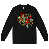 Black cactus christmas texas map Long Sleeve Tee - JahusDesignShop