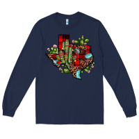 Navy cactus christmas texas map Long Sleeve Tee - JahusDesignShop
