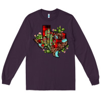 Plum cactus christmas texas map Long Sleeve Tee - JahusDesignShop
