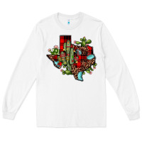 White cactus christmas texas map Long Sleeve Tee - JahusDesignShop