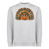 Heather Grey fall pumpkin rainbow Heavyweight Sweatshirt - HRA Design Shop