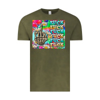 Vintage Olive fuck everything skeletons Vintage Tee - AdoDesignShop