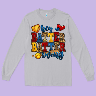 Hey Batter Batter Swing Softball Long Sleeve Tee Designed By Jasminsmagicworld