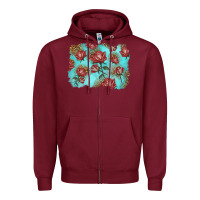 Burgundy red roses with leopard background Zipper Hoodie - LillyAllenDesigns