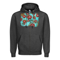 Charcoal Heather red roses with leopard background Zipper Hoodie - LillyAllenDesigns