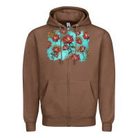 Chestnut red roses with leopard background Zipper Hoodie - LillyAllenDesigns