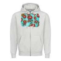 Dove Grey red roses with leopard background Zipper Hoodie - LillyAllenDesigns