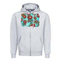 Heather Grey red roses with leopard background Zipper Hoodie - LillyAllenDesigns