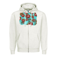 Oatmeal Heather red roses with leopard background Zipper Hoodie - LillyAllenDesigns