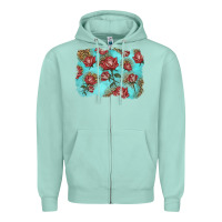 Seafoam red roses with leopard background Zipper Hoodie - LillyAllenDesigns