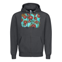 Smoke red roses with leopard background Zipper Hoodie - LillyAllenDesigns