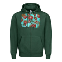 Sports Green red roses with leopard background Zipper Hoodie - LillyAllenDesigns
