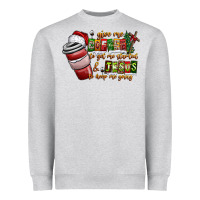 Heather Grey Coffee  Jesus Heavyweight Sweatshirt - CowhideDigitalArt