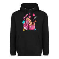 Black pink nail art hand Heavyweight Hoodie - NancyCooperArtShop
