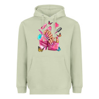 Matcha pink nail art hand Heavyweight Hoodie - NancyCooperArtShop