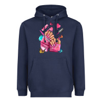 Navy pink nail art hand Heavyweight Hoodie - NancyCooperArtShop