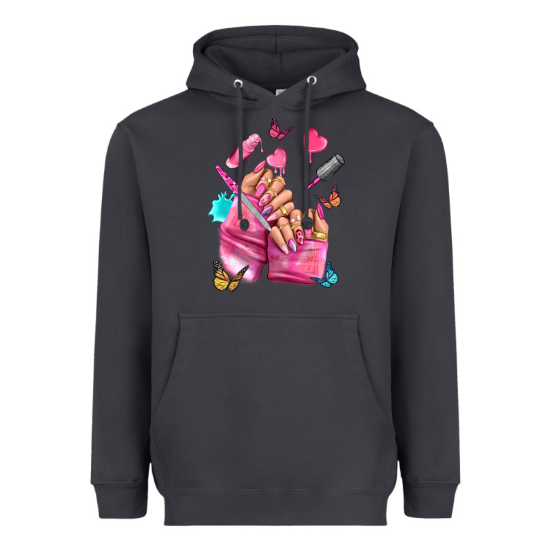 Pink Nail Art Hand Heavyweight Hoodie by NancyCooperArtShop | Teevron