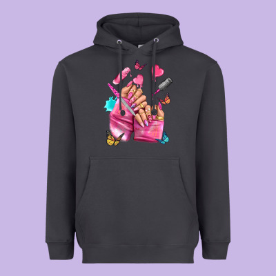 Pink Nail Art Hand Heavyweight Hoodie Designed By Nancycooperartshop