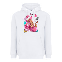White pink nail art hand Heavyweight Hoodie - NancyCooperArtShop
