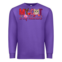 Purple my cat is my valentine Premium Sweatshirt - NancyCooperArtShop