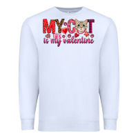 White my cat is my valentine Premium Sweatshirt - NancyCooperArtShop