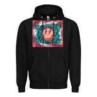 Black western lightning bolt smiling face turquoise Zipper Hoodie - BarkalooDesign