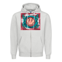 Dove Grey western lightning bolt smiling face turquoise Zipper Hoodie - BarkalooDesign