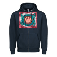 Navy western lightning bolt smiling face turquoise Zipper Hoodie - BarkalooDesign